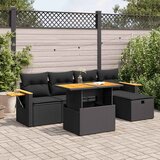 vidaXL 6-dijelni set vrtnih sofa s jastucima crni od poliratana | shoptok.hr