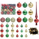 vidaXL set božićnih ukrasnih kuglica 61 pcs šareni plastika | shoptok.hr