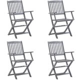 Maison Chic Zložljivi Vrtni Stoli - Stol za vrti 4 kosi z blazinami trden akacijev les JS2918, (21876409) | Shoptok.si