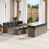 vidaXL 11-delni vrtni kavč set z blazinami Siva poli ratan akacija | Shoptok.si