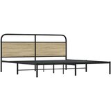 vidaXL Kovinski posteljni okvir brez vzmetnice sonoma hrast 180x200 cm | Shoptok.si