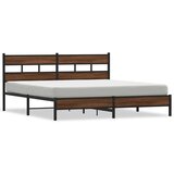 Metalni Kovinski posteljni okvir brez vzmetnice rjavi hrast 193x203 cm, (21607006) | Shoptok.si