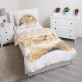 Jerry Fabrics Bela/rjava enojna bombažna otroška posteljnina 140x200 cm Bunny – | Shoptok.si