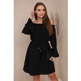 Kesi Black dress with a drawstring at the waist | Shoptok.si