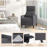 Namještaj Fotelja s funkcijom naginjanja i podesivim naslonom i osloncem za noge te 2 džepa za časopise, tamno siva | shoptok.hr