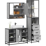 vidaXL 3-dijelni set kupaonskog namještaja siva boja hrasta drveni | shoptok.hr