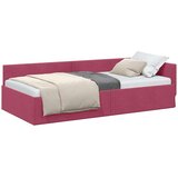 vidaXL Kotna postelja vinsko rdeča 80 x 200 cm Samet in sodobno leseno | Shoptok.si