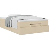 vidaXL Otomanski posteljni okvir z vzmetnico krem 120x190 cm blago, (21611927) | Shoptok.si