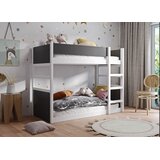 Molarem Home Drveni dječji krevet na kat Simon - bijeli - grafit - 190x90 cm - Bez madraca | shoptok.hr