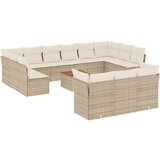 Maison Chic Seti vrtnega pohištva - Vrtna garnitura - Vrtni pohištvo set 14-delna z blazinami bež poli ratan, (21809258) | Shoptok.si