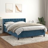 vidaXL Box spring postelja z vzmetnico temno modra 140x200 cm žamet Cene
