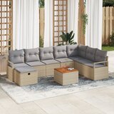 vidaXL 9-dijelni set vrtnih kauča s jastučićima Bež Poli ratan | shoptok.hr