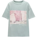 Pull&Bear Majica 'MONET' pastelno modra / roza / bela