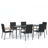  7-dijelni vrtni blagovaonski set crni od tekstilena i čelika | shoptok.hr