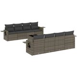 Maison Chic Seti vrtnega pohištva - Vrtna garnitura - Vrtni pohištvo set 9-delna z blazinami siv poli ratan, (21797189) | Shoptok.si