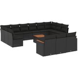 Maison Chic Seti vrtnega pohištva - Vrtna garnitura - Vrtni pohištvo set 14-delna z blazinami črn poli ratan, (21816179) | Shoptok.si
