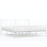 The Living Store Kovinski posteljni okvir z vzglavjem in vznožjem bel 193x203 cm - Posteljni Okvir, (21530004) | Shoptok.si