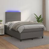 The Living Store Box spring postelja z vzmetnico LED siva 120x200cm umetno usnje - Box Spring Postelja, (21517667) Cene