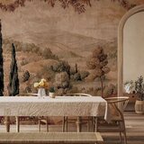  Foto tapeta - Mediterranean landscape - old tapestry with a hill and a lake 100x70 Vodootporna | shoptok.hr
