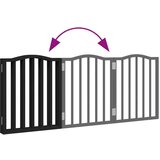 vidaXL Vrata za pse zložljiva 3 paneli črna 150 cm topolovina | Shoptok.si