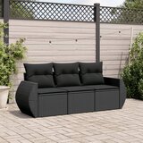 Maison Chic Seti vrtnega pohištva - Vrtna garnitura - Vrtni pohištvo set 3-delna z blazinami črn poli ratan, (21817788) | Shoptok.si