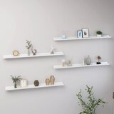 vidaXL Stenske police 4 kosi visok sijaj bele 100x9x3 cm Cene