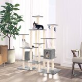 vidaXL Mačje drevo s praskalniki iz sisala svetlo sivo 145 cm | Shoptok.si
