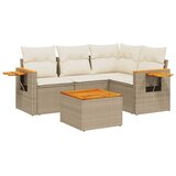 Maison Chic Seti vrtnega pohištva - Vrtna garnitura - Vrtni pohištvo set 5-delna z blazinami bež poli ratan, (21815258) | Shoptok.si