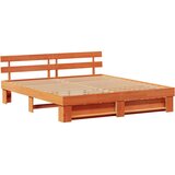  Krevetna konstrukcija s uzglavljem Vosak smeđa 200 x 200 cm | shoptok.hr