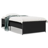 vidaXL Okvir za krevet crni 90 x 190 cm od konstruiranog drvo i metal | shoptok.hr