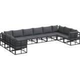 vidaXL Sjedeća garnitura za vrt 10 pcs Crna 423 x 213 x 71 cm Aluminij | shoptok.hr