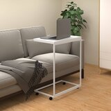 vidaXL Stranska mizica s kolesi bela 55x35x70 cm konstruiran les Cene