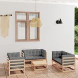 The Living Store Vrtna sedežna garnitura 7-delna z blazinami trdna borovina - Vrtna Sedežna Garnitura, (21480590) | Shoptok.si