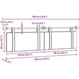  Držeće uzglavlje Zidne Bijeli 190 x 55 x 5 cm Antikni PU - Bijeli 180 cm bez LED | shoptok.hr