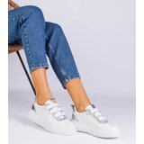 Gemre White women's velcro sneakers with glitter Kasabella | Shoptok.si
