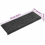  Prostirke za stepenice samoljepljive 15 kom 65x21x4 cm tamnosive pravokutne rubove | shoptok.hr