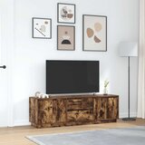 TV ormarić s LED svjetlima boja dimljenog hrasta 160,5x41x50 cm | shoptok.hr