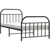  Metalni okvir kreveta uzglavlje i podnožje crni 107x203 cm | shoptok.hr