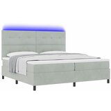  LED Box Spring Krevet Svijetlo siva 200 x 200 cm Baršun Svjetlosiva | shoptok.hr