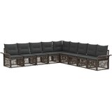 vidaXL Vrtna sedežna garnitura 9 pcs Siva poli ratan, (5000271386) | Shoptok.si