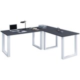 MID.YOU Kotna Pisalna Miza Lona, Antracit, Srebrna, 190x160cm | Shoptok.si
