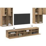  Set Zidnog TV Ormara s LED Osvjetljenjem 7 pcs hrast artisan | shoptok.hr