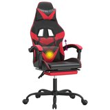  Vrtljiv gaming stol z oporo za noge črno in rdeče umetno usnje, (20701183) | Shoptok.si
