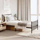 Maison Chic Kovinski Posteljni okvir - Enojna postelja - Postelja za odrasle z vzglavjem in vznožjem črn 90x190 cm, (21696291) | Shoptok.si