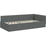 vidaXL Kotna postelja z vzglavjem Temno siva 100 x 203 cm blago, (5000099697) Cene