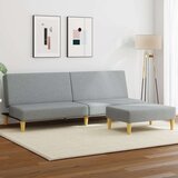 vidaXL Kavč dvosed s stolčkom za noge svetlo sivo blago | Shoptok.si