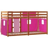 Krevet na kat sa zavjesama ružičasti 90 x 200 cm od borovine | Eponuda.com
