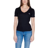 Calvin Klein Jeans Majice s kratkimi rokavi WOVEN LABEL RIB V-NECK J20J223274 Črna