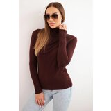 Kesi Włoski Women's viscose sweater with a turtleneck and long sleeves brown Cijene