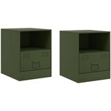 Maison Chic Dvo delni komplet Nočne omarice - Nočne mize olivno zelena 34,5x39x44 cm jeklo, (21687993) Cene